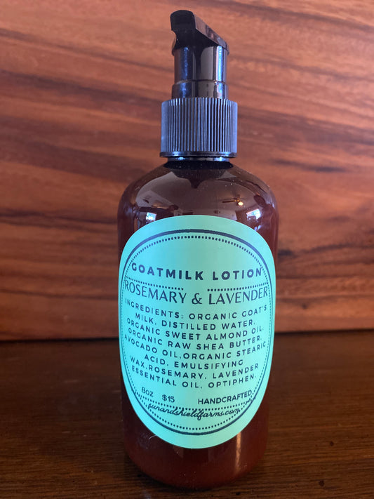 Rosemary & Lavender Organic goatmilk lotion.