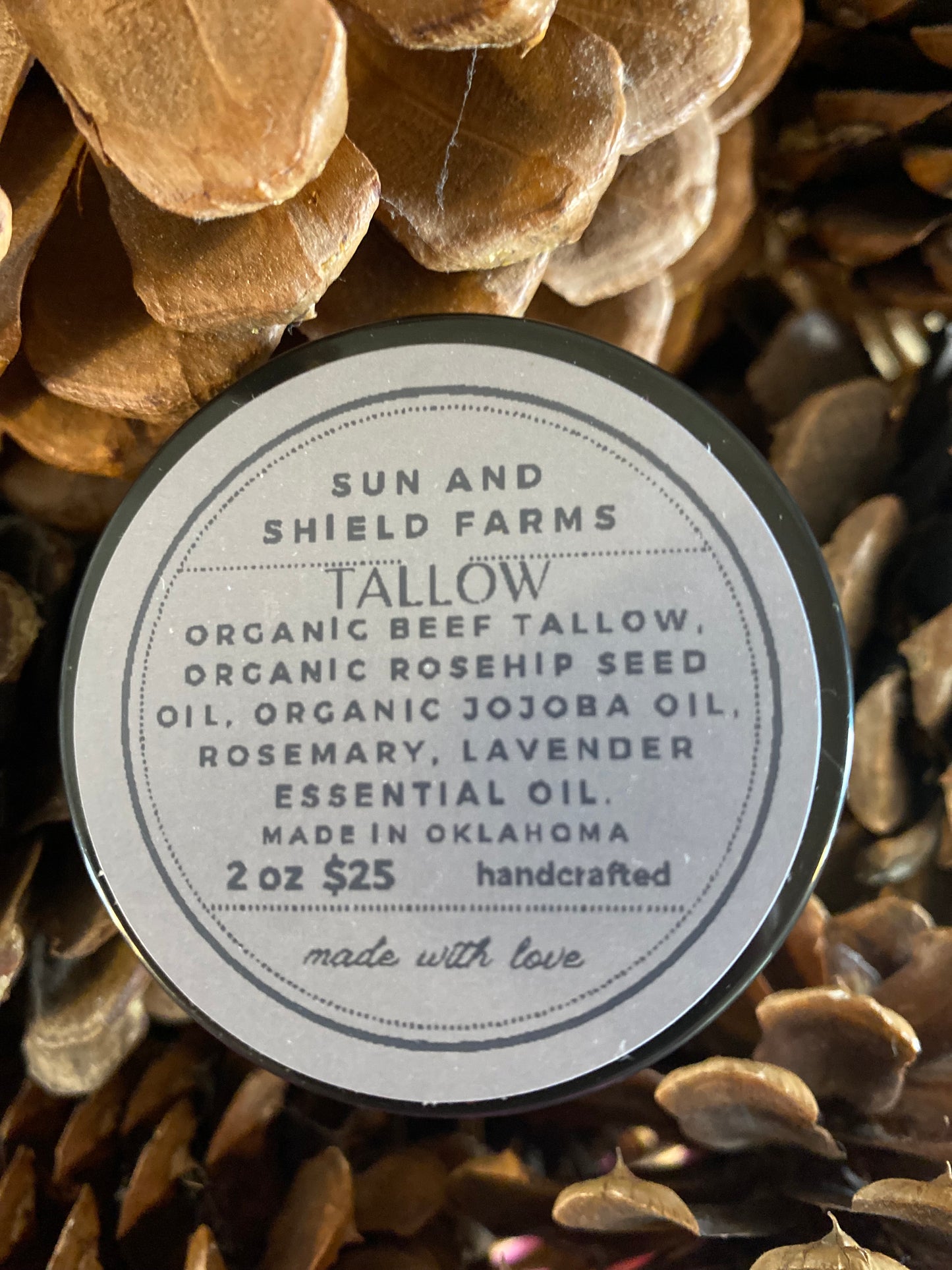 Organic tallow balm with pure essential oils rosemary & lavender 2oz