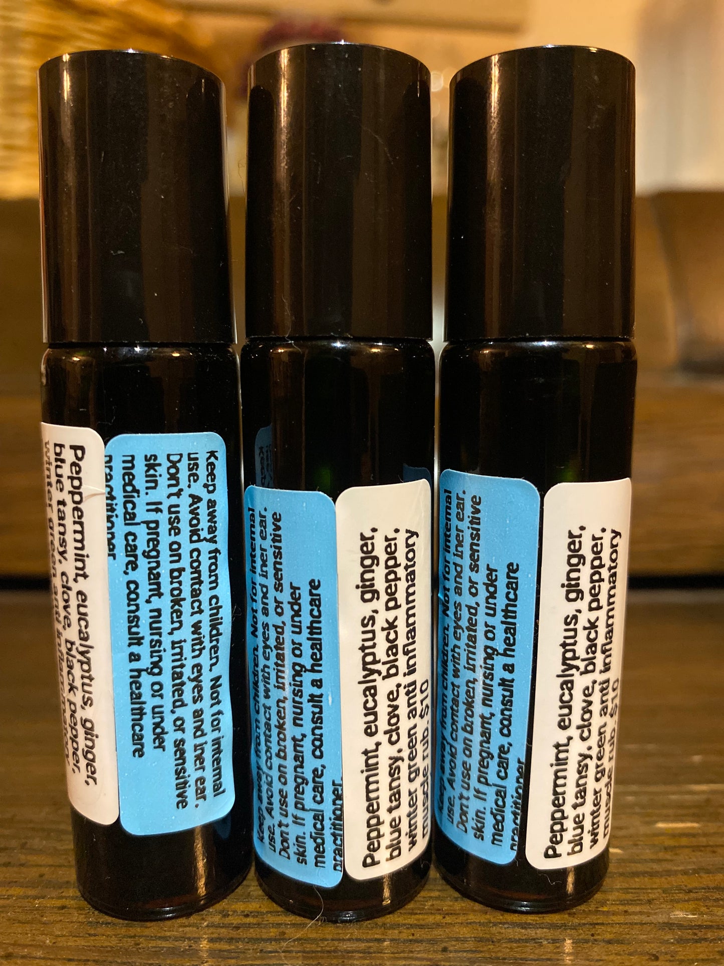 3 Essential Oil Blend roller to soothe muscle aches, nerve pain, migraines, body tension and inflammation.