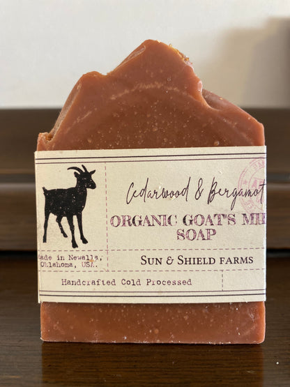 Organic goatmilk soap with cedarwood & bergamot essential oil