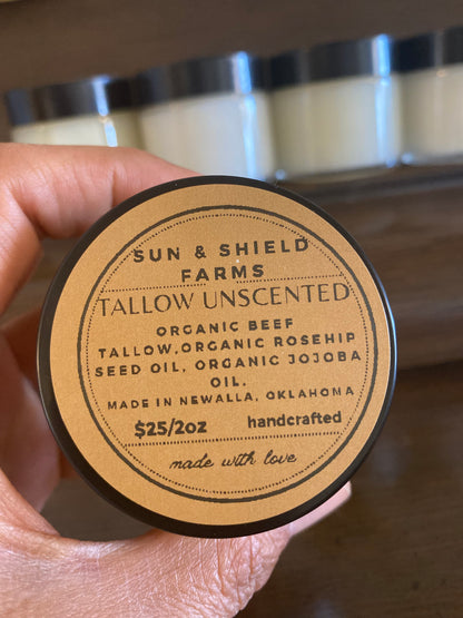 Unscented Organic Tallow balm. 2oz